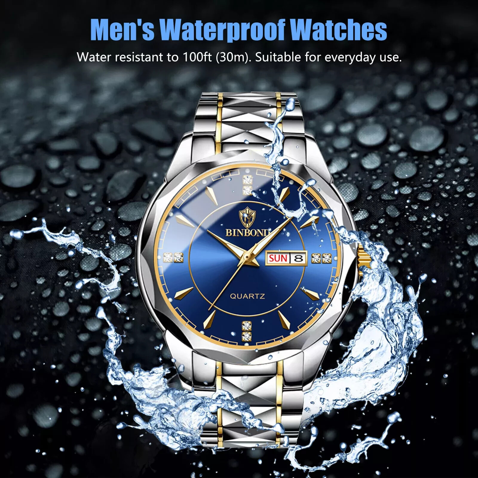 Share Waterproof Men Watch Stainless Steel Quartz Luminous Classic Business Wris