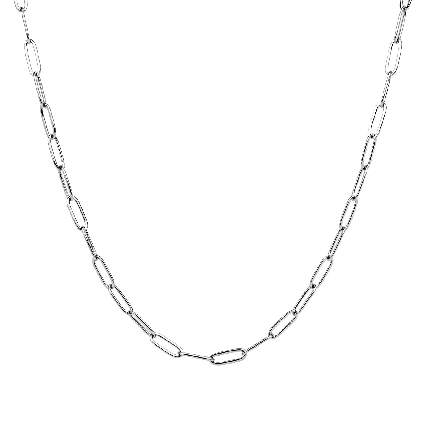 Anti-Fade Waterproof Titanium Steel Flat Paperclip Link Choker, Hip Hop Polished