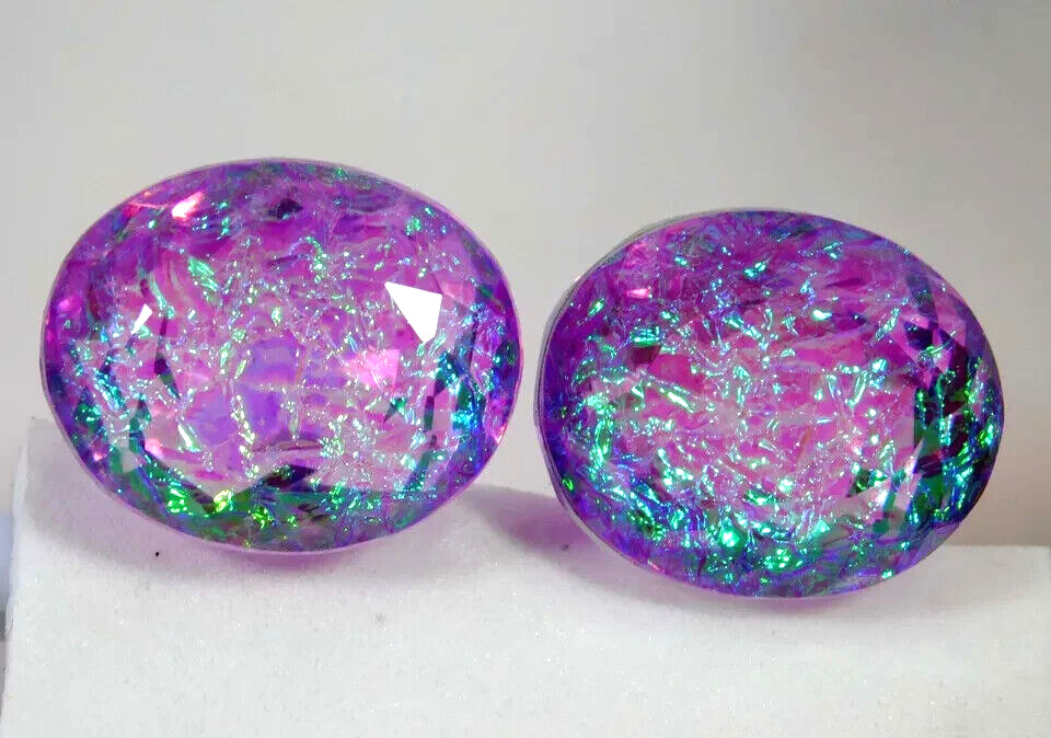 AAA+ Natural Pair of 80+ Ct Oval Cut Monarch Fire Opal Doublet Loose Gemstone