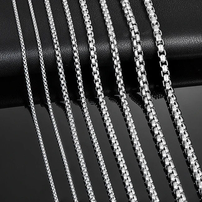 Stainless Steel Curb Chain Necklace 2-6mm Classic 14-40 Inch Long Men Jewelry