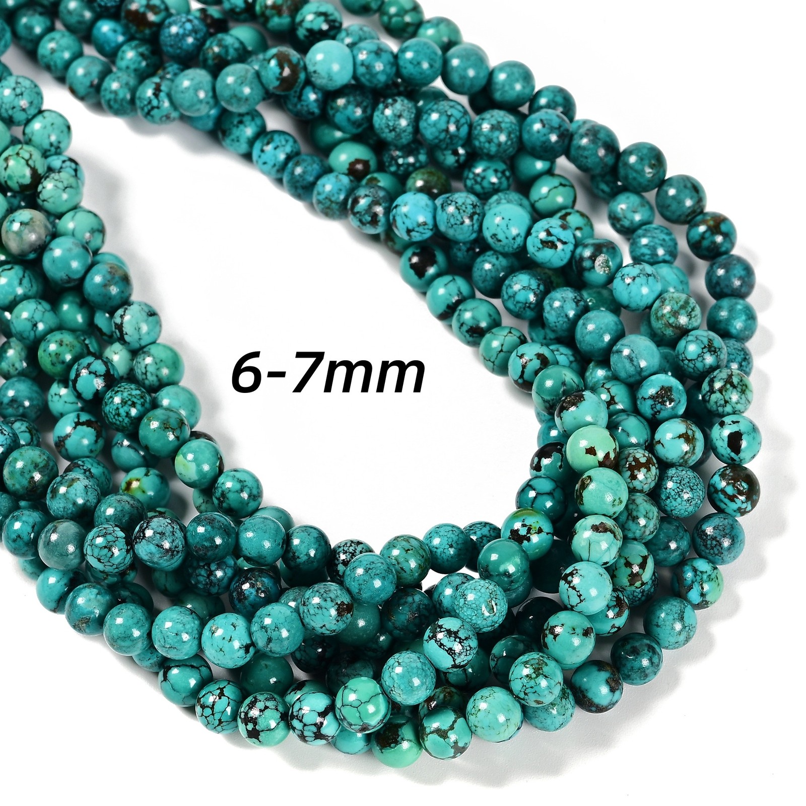 Grade A Natural Blue Turquoise Smooth Round Beads 4-5mm 6-7mm 8mm 15.5” Strand