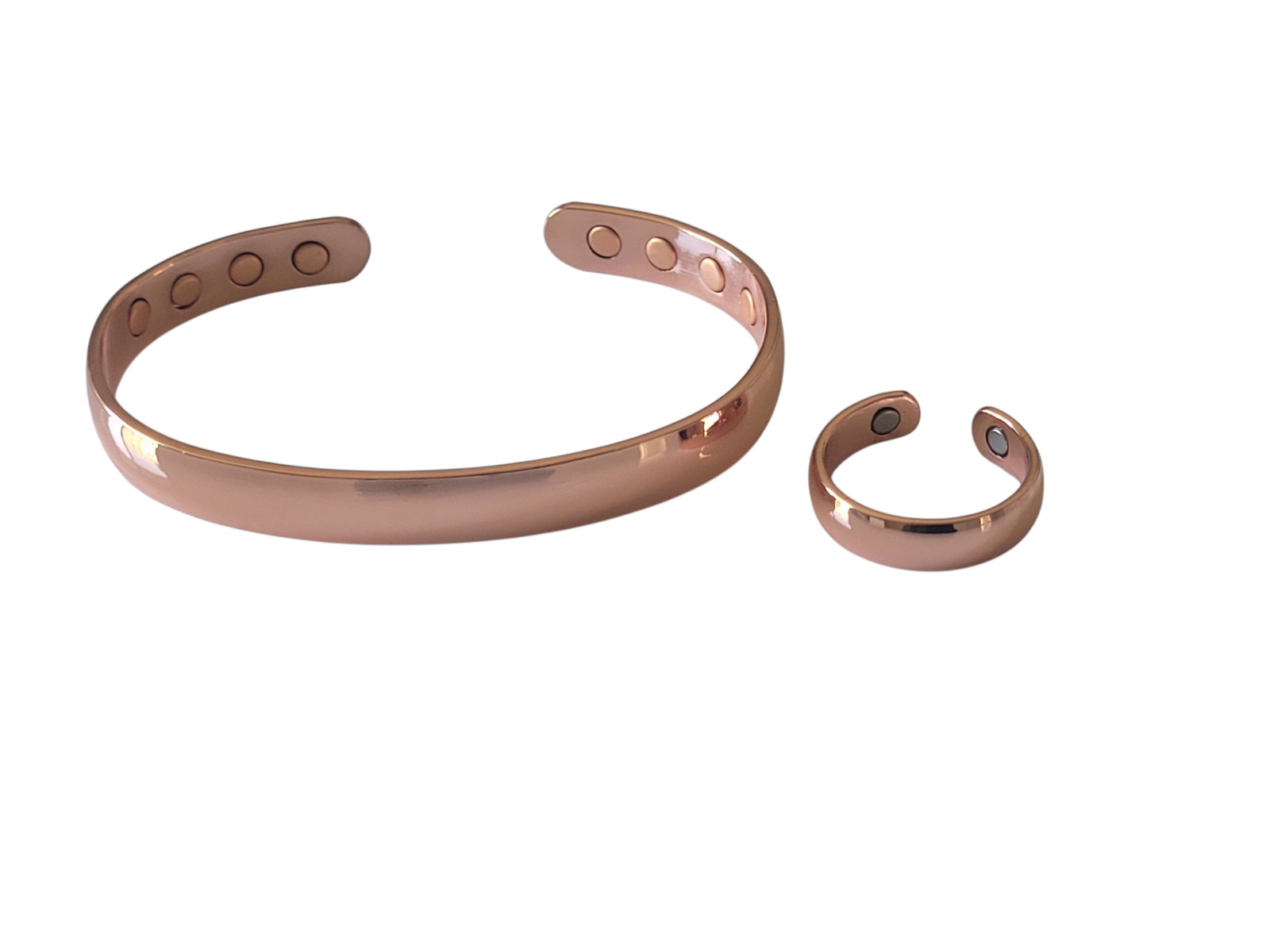 Pure Copper Magnetic Bracelet Ring Set – Arthritis Pain Therapy Dome Cuff Ring