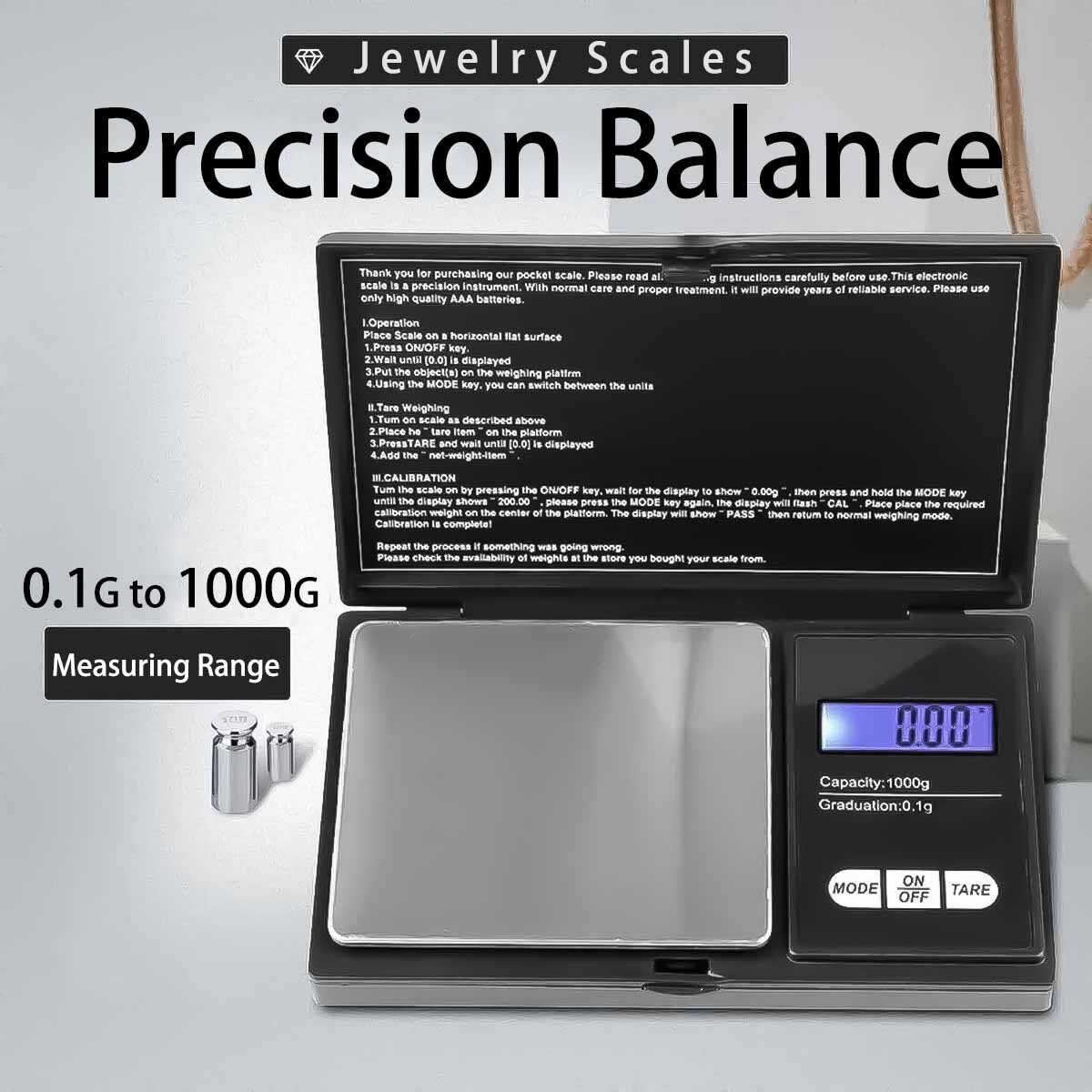 Digital 1KG x 0.1g Scale Jewelry Portable Pocket Balance Gram OZ. LCD Herb Gold