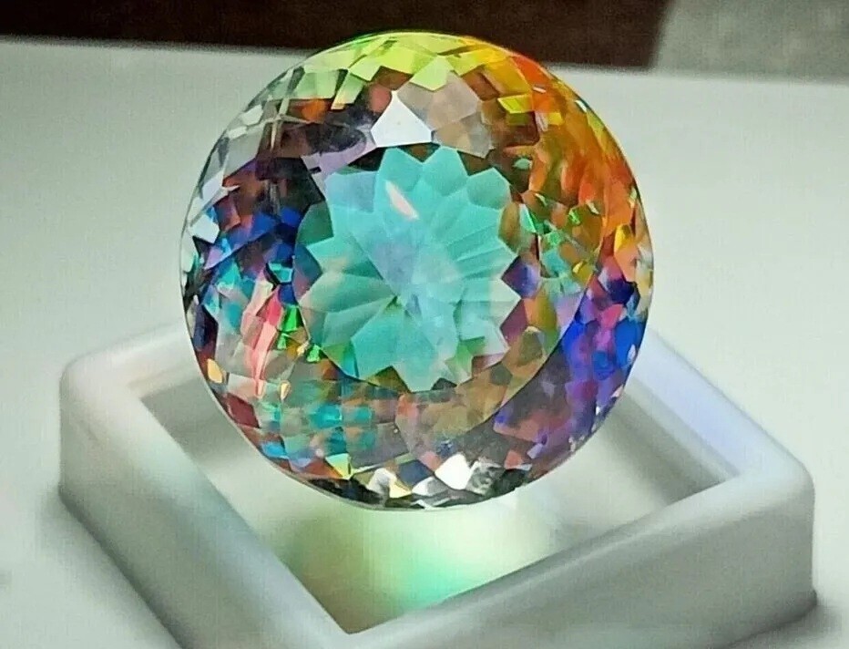 38.30+ CT Rainbow Color Round Cut Natural Mystic Topaz Certified Loose Gemstone