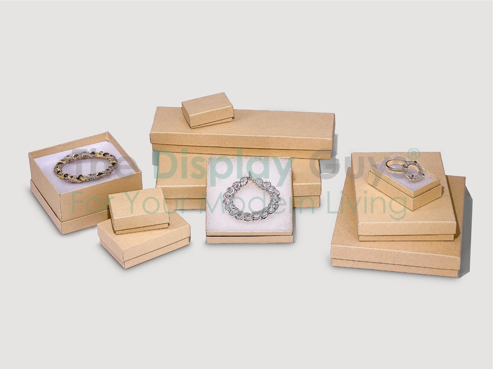 BULK Kraft Paper Jewelry Gift Boxes with Cotton Fill Padding – Brown 11 Sizes