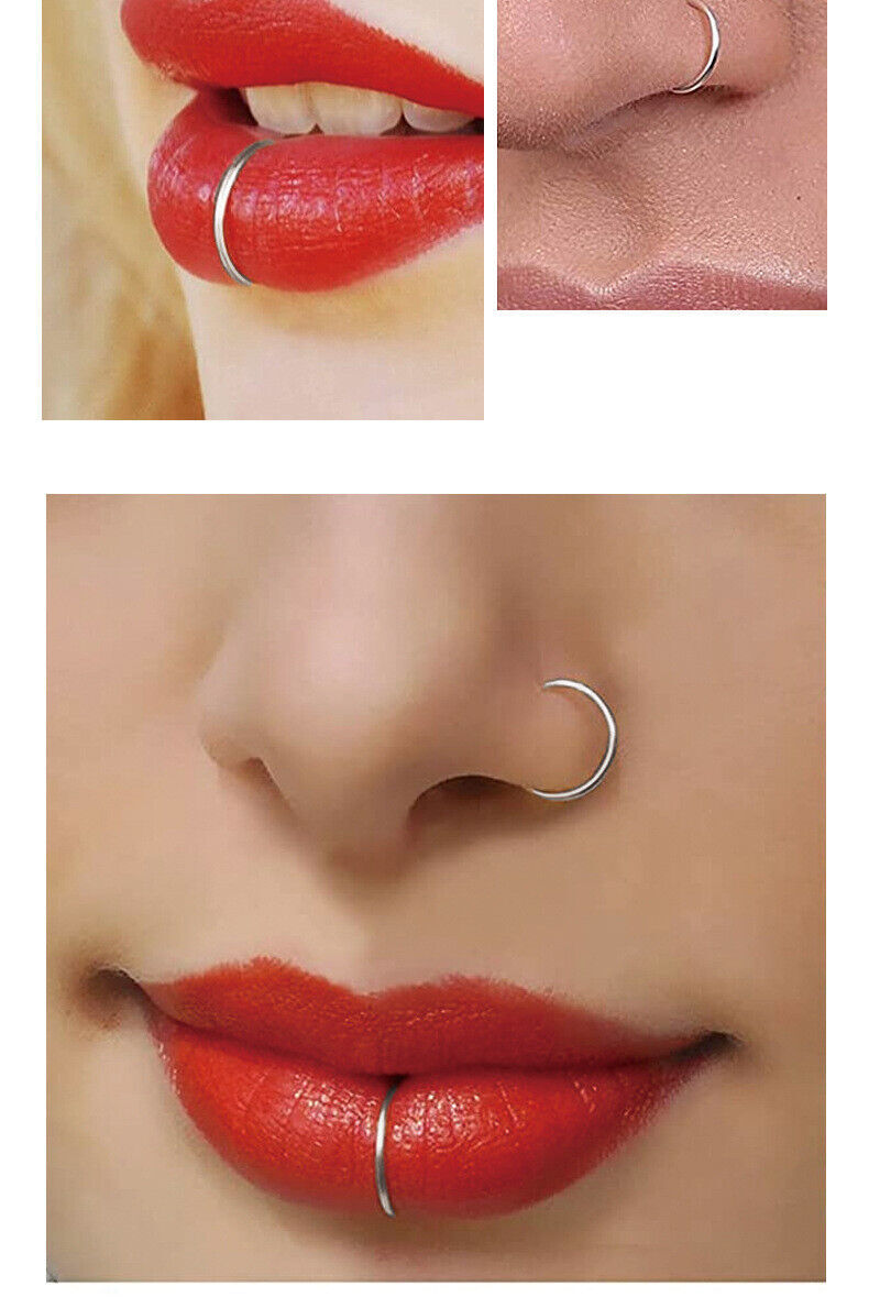 24PCS Nose Hoop Rings L Shaped Pin Studs Lip Surgical Steel Jewelry Piercing Set