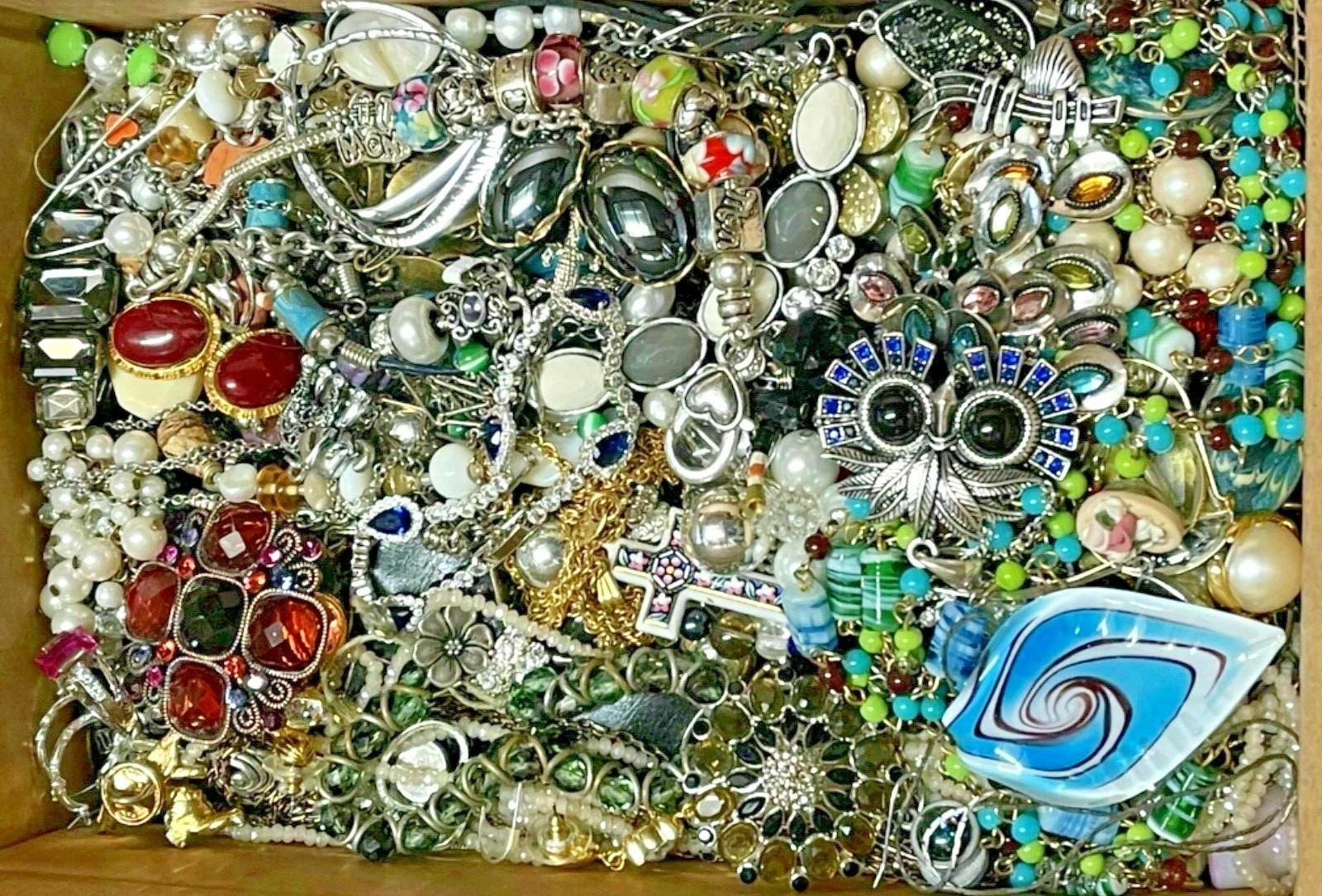 Over 3 Lbs Unsearched Jewelry Lot Vintage & Modern Junk & Resell Tangled FUN