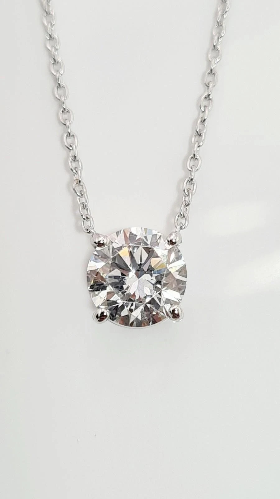 1.00CT Round Cut Lab Created Diamond Women’s Chain Pendant 14k White Gold Plated