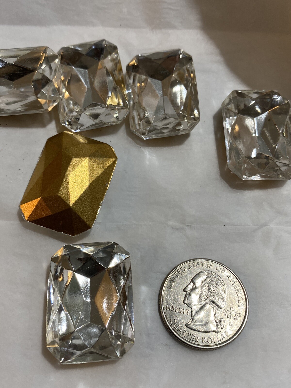 30×22 Czech Pointed Back Octagon Gold Foiled Crystal Glass Jewel (12 Pcs)