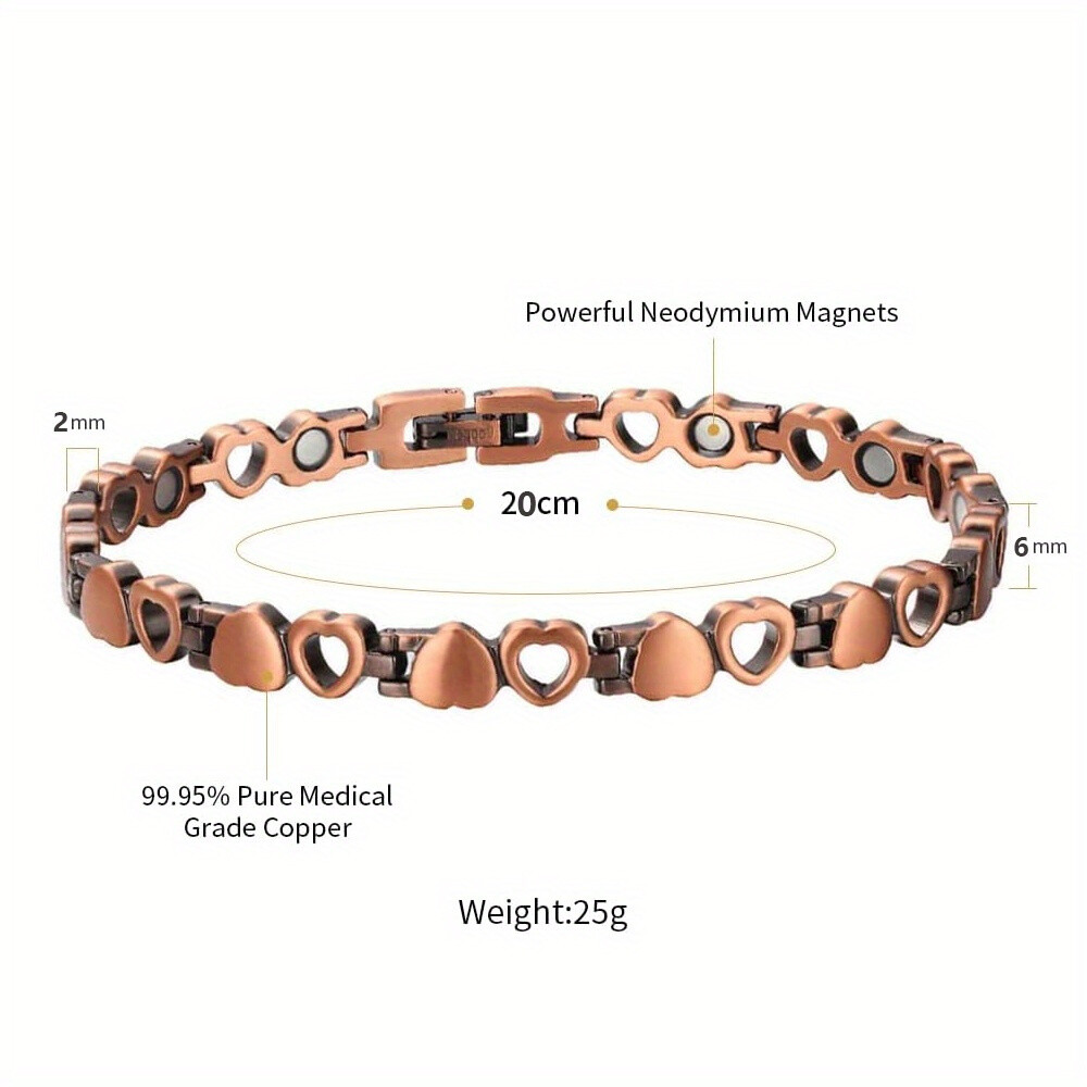 Heart Design Copper Magnetic Anklet Bracelet for Women Daily Wear,Parties