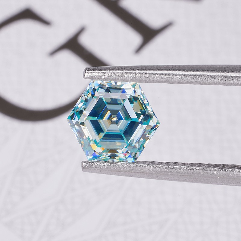 Natural 0.4-5ct Multicolor Hexagon Cut Moissanite Stone VVS1 GRA for Jewelry