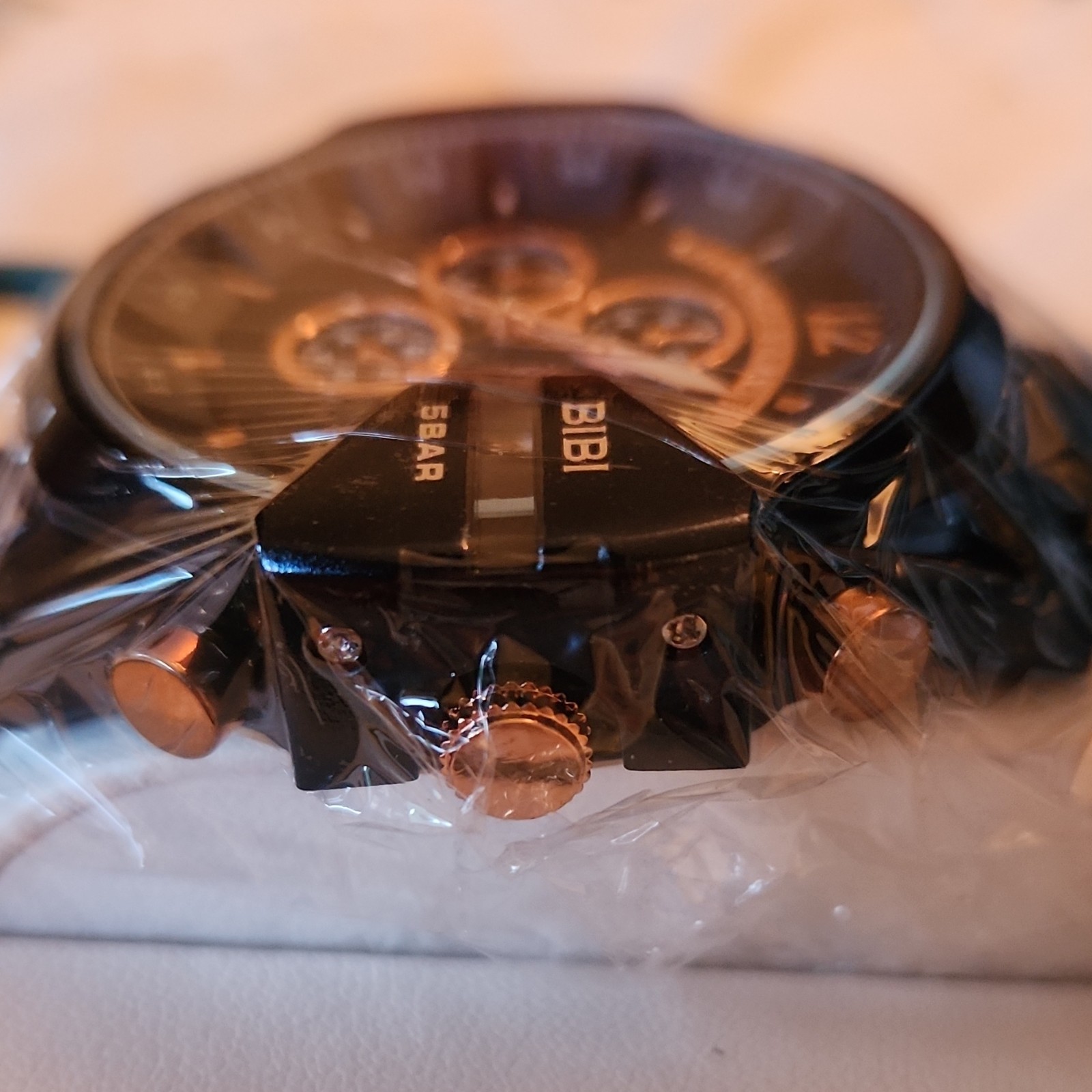 BIBI Luxury Watch Quartz Black Dial Black Rubber Strap 50m w/ Box/Manual