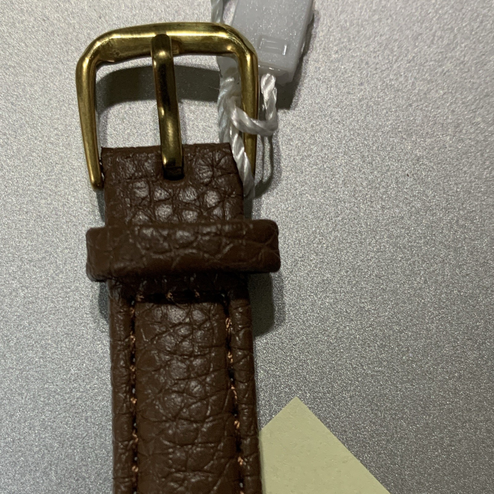 GEDI Women’s Rectangular Gold Tone Silver Dial Quartz Watch Brown Leather Strap