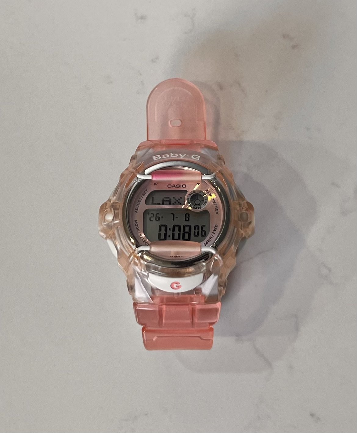 CASIO vintage BG-169R Translucent Pink Resin Case & Band Baby G Shock Watch