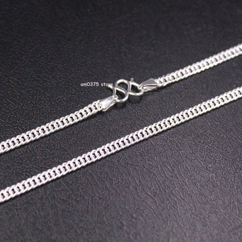 Pure 999 Fine Silver Necklace For Men Women 3.5mm Curb Link Chain 18inch /10g