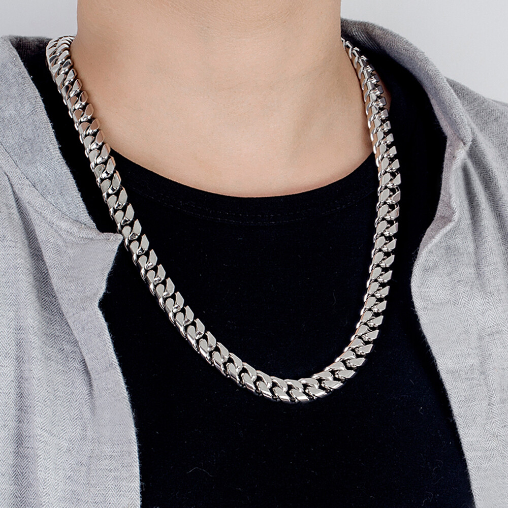 925 Sterling Silver Miami Cuban Link Chain Men’s Necklace 22″ 24″ 26″ 28″ 12mm