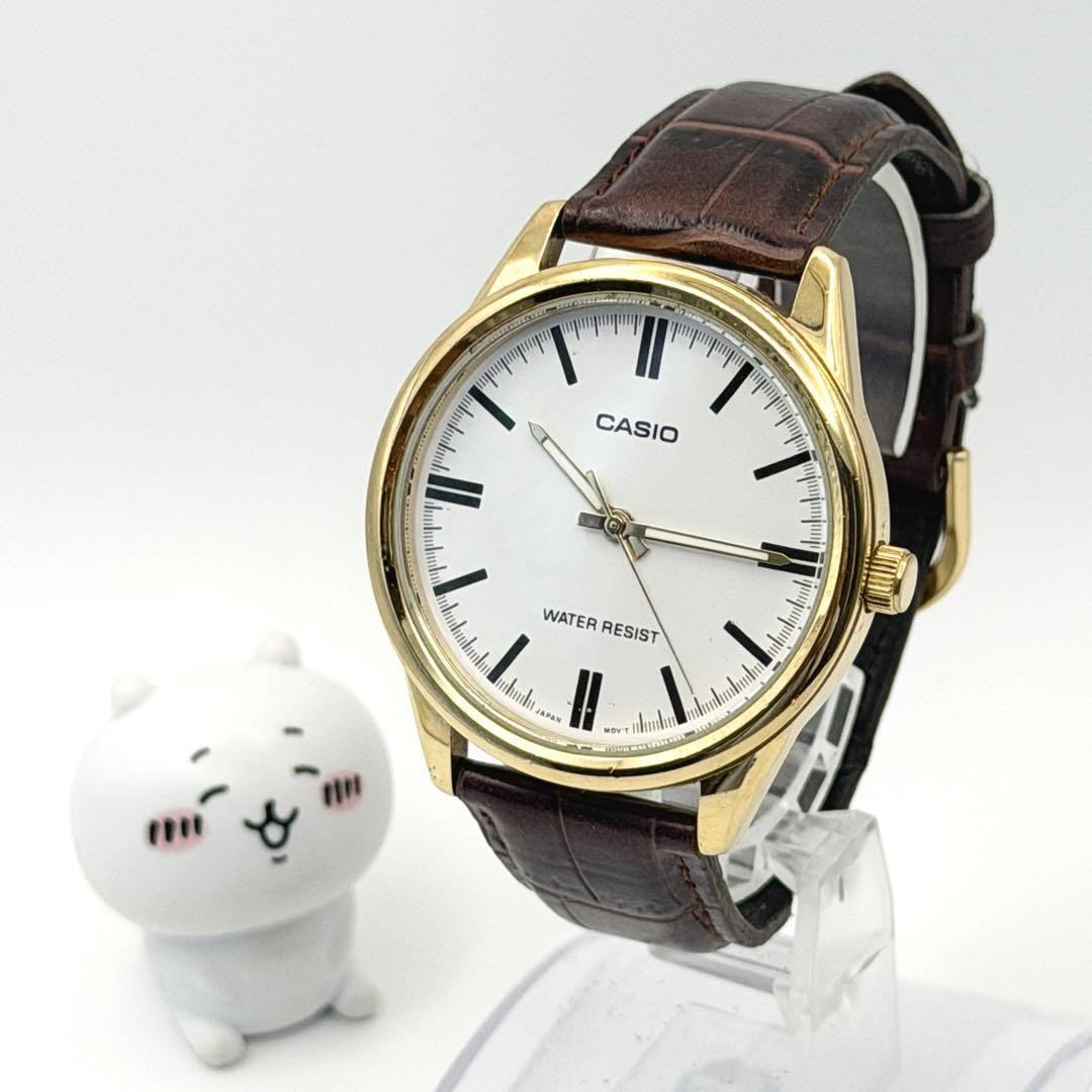 CASIO MTP-V005 Quartz Watch, Gold with White Dial