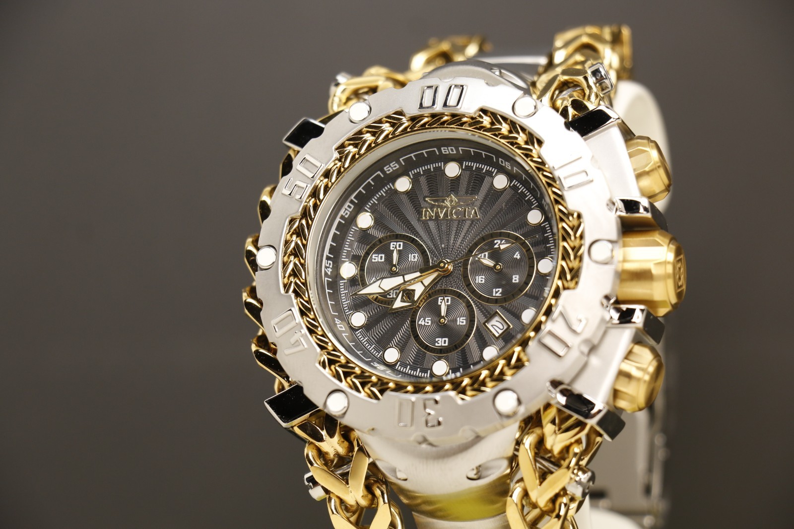 Invicta Gladiator Men’s Watch 58.3mm, Gold, Steel 48188, Silver Gold tone