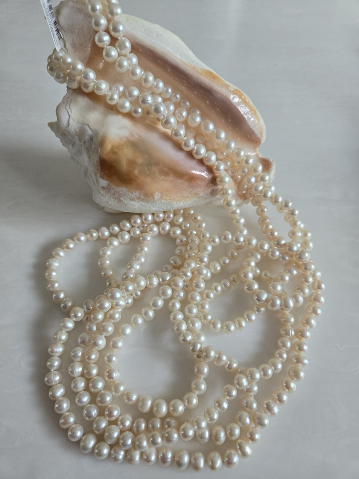 Cultured Freshwater Pearl CFWP Opaque White 100″ Endless Strand Necklace 7-8mm