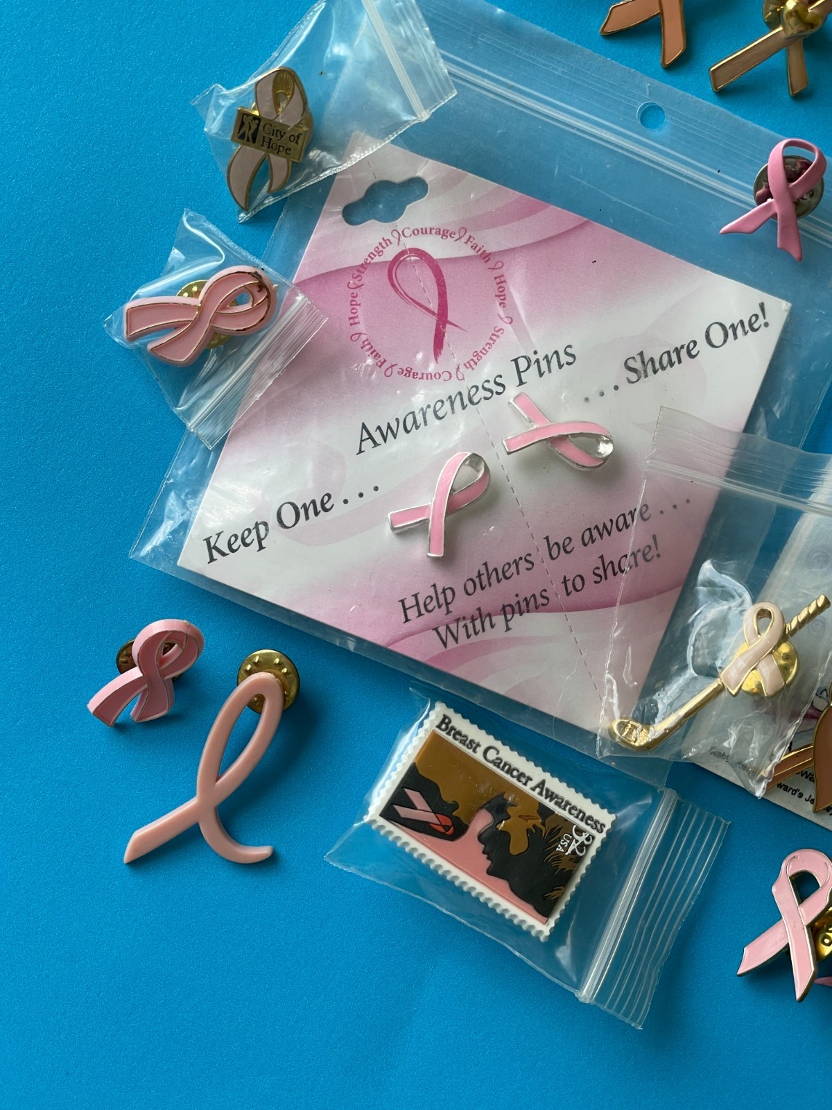 More than 50 breast cancer awareness ribbon & pins ALL PINK some new
