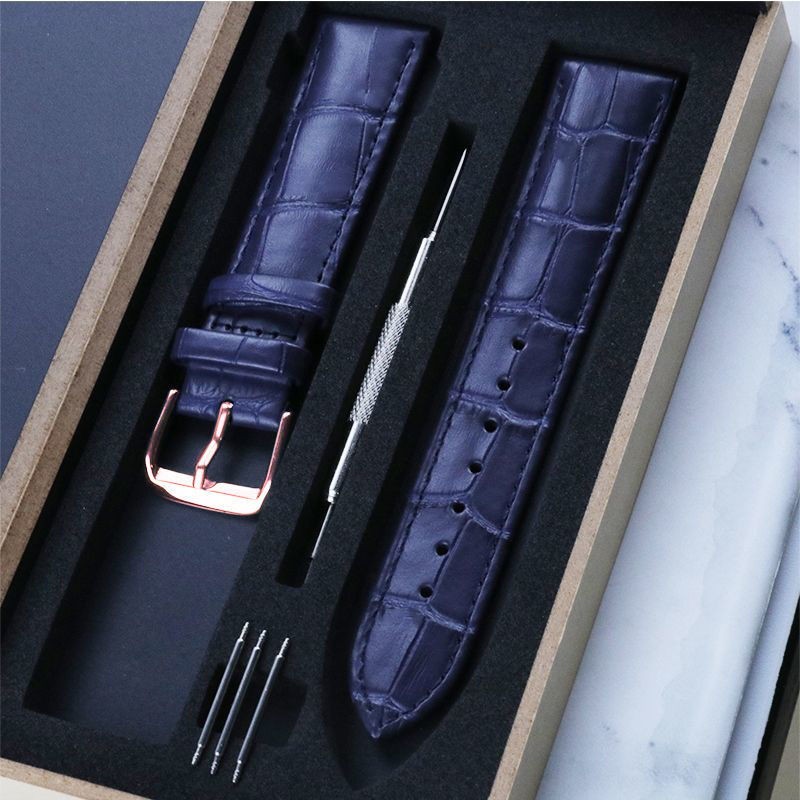 Boxed Quality Genuine Leather Watch Band Crocodile Grain Pin Buckle Strap10-24mm