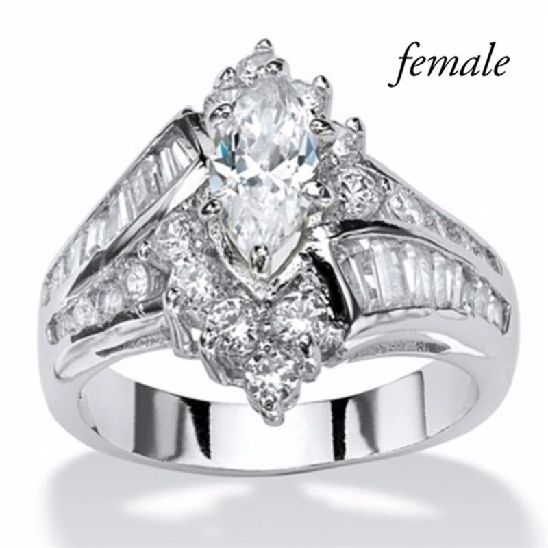 Fashion Gold Plated Rings for Women Cubic Zirconia Wedding Jewelry Size 6-10
