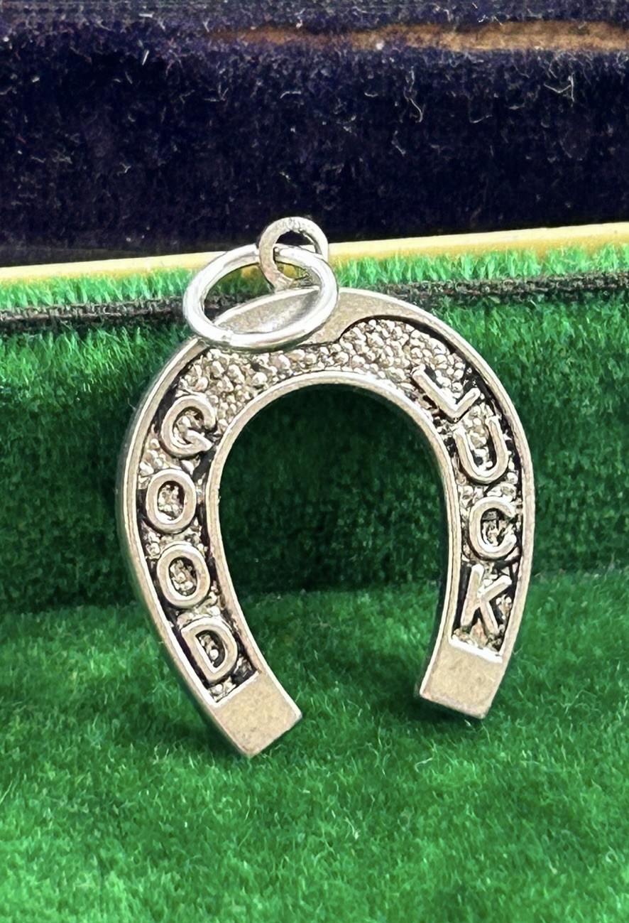 Horseshoe Lucky Charm Good Luck Charm Pendant Antiqued Silver Plated Jewelry