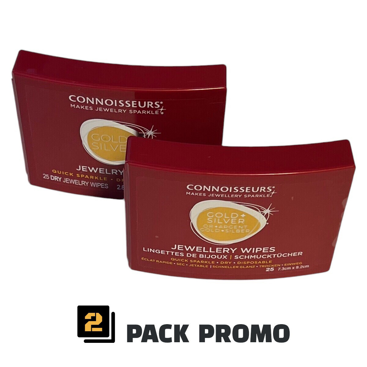 2 PACK: Connoisseurs Jewelry Wipes for Gold & Silver, Total 50 Cleaning Wipes