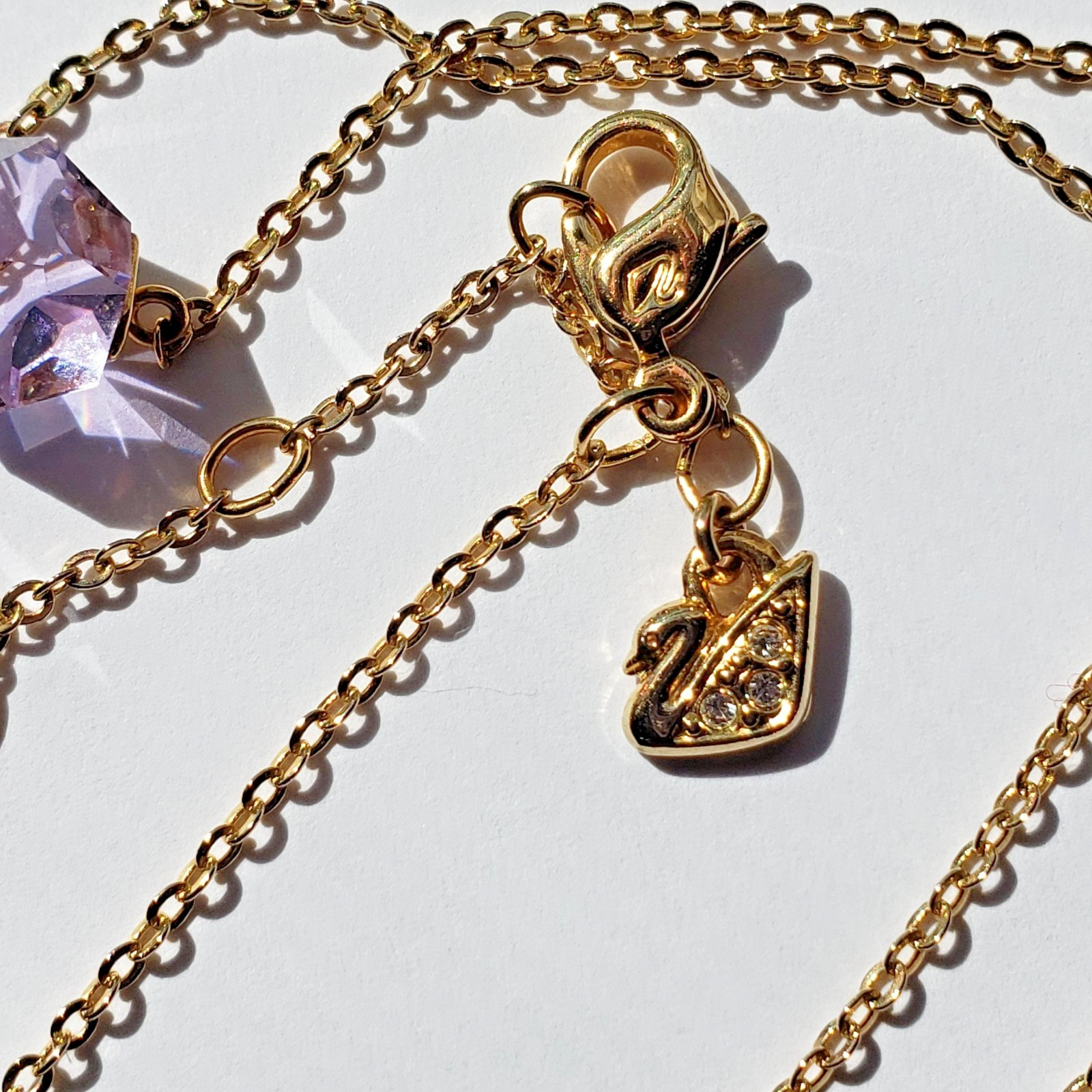 Swarovski “Nutshell Design Collection” Violet Hue Geometric Crystal Necklace