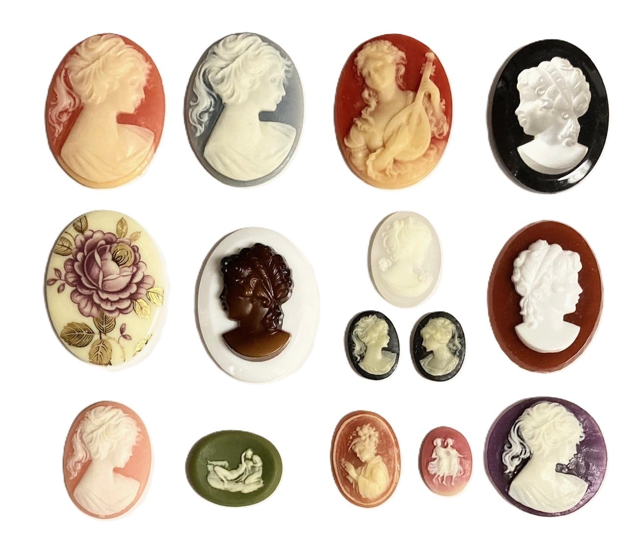 15 Vintage Assorted Resin Acrylic Cameos – DIY Jewelry Making & Repair Craft C80