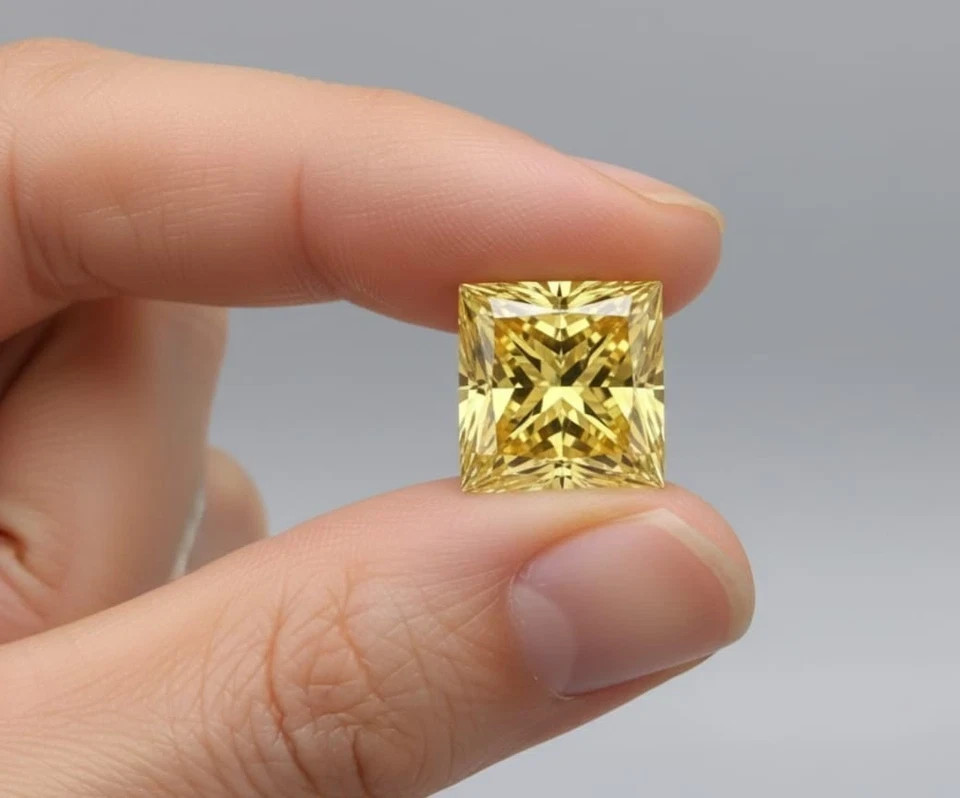 2 CT Princess Cut Fancy Yellow Color VVS1 Diamond Premium gemstone 7.50×7.50 mm