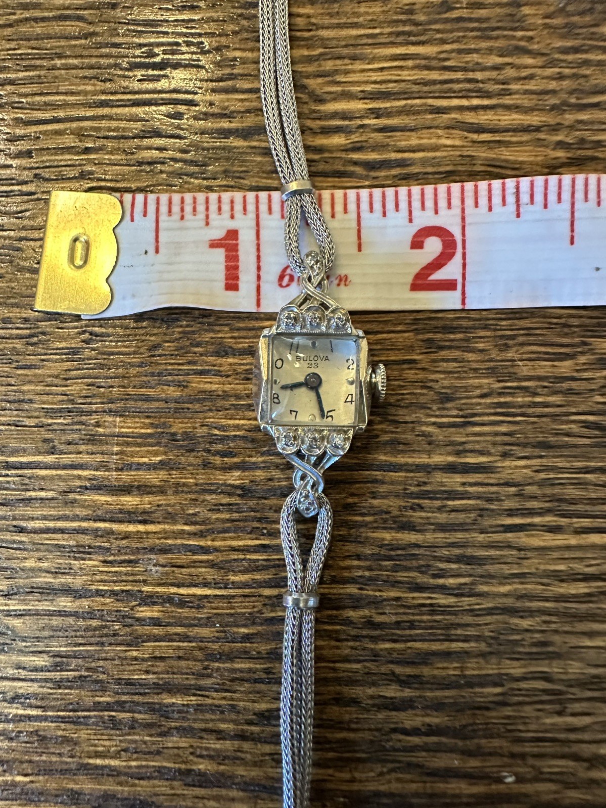 Bulova Vintage 23 Jewel 14K White Gold Ladies Watch Diamond Accent , JB Champion