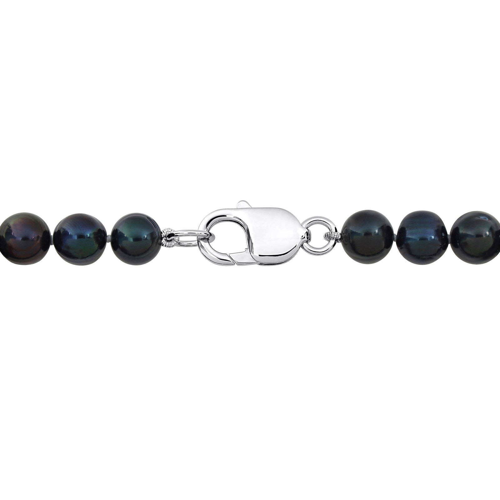 Amour Sterling Silver Men’s Black Freshwater Pearl String Bracelet – 9 in