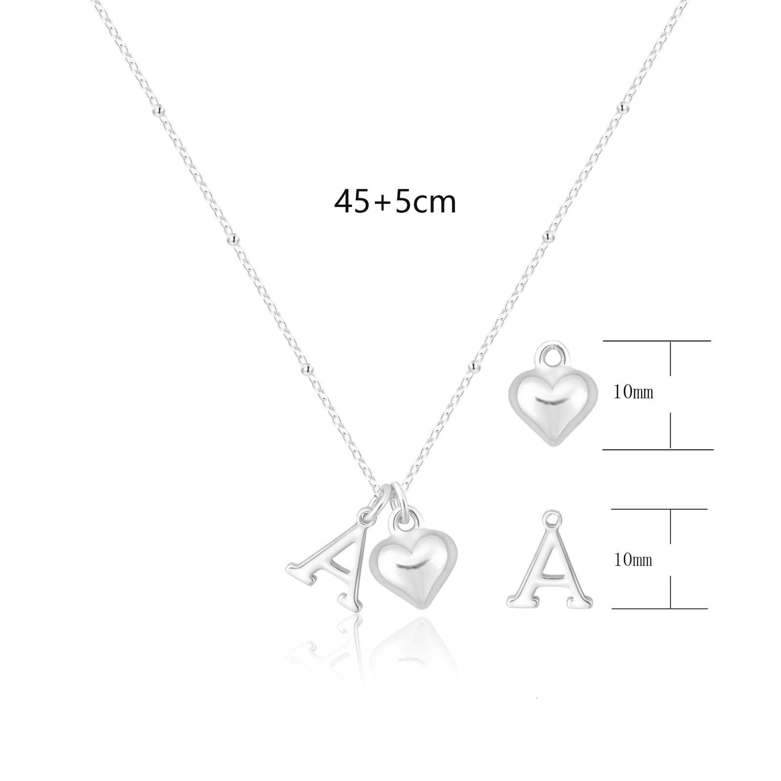 Heart Initial Necklace for Women, Letter A-Z Pendant Necklace Birthday Gifts