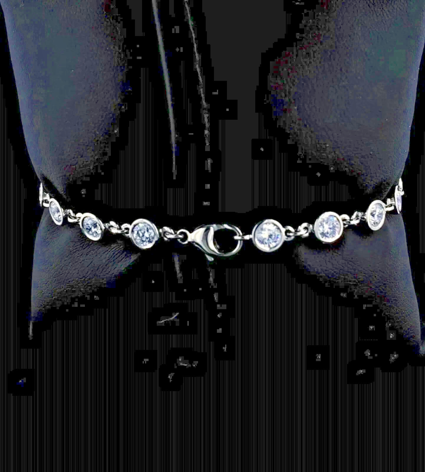 14k White Gold Plated 7Ct Lab-Created Diamond Round Cut Bezel Tennis Bracelet