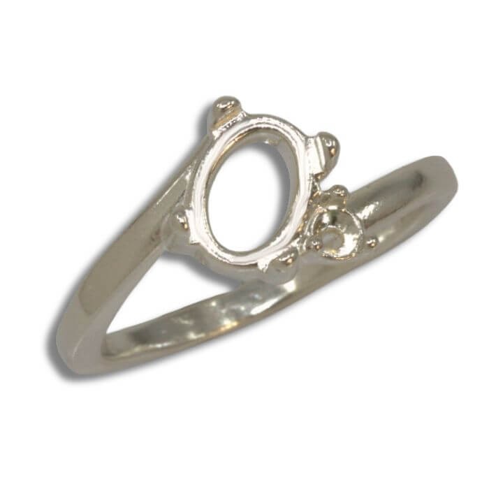 (8x6mm – 10x8mm) Oval Cabochon Bypass Accent Ring Mounting (Size 4 – 11)