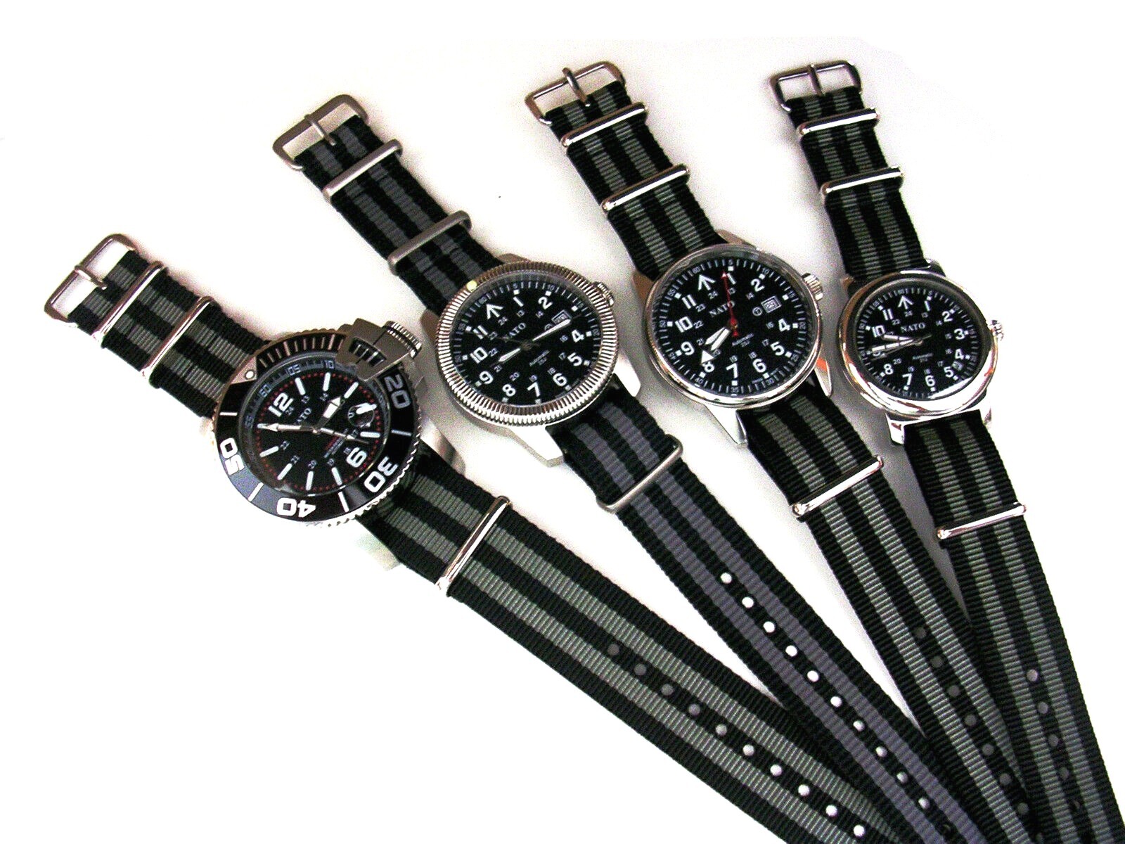 NATO G10 ® Black Grey HD nylon Military Dive watch band RAF strap bond IW SUISSE
