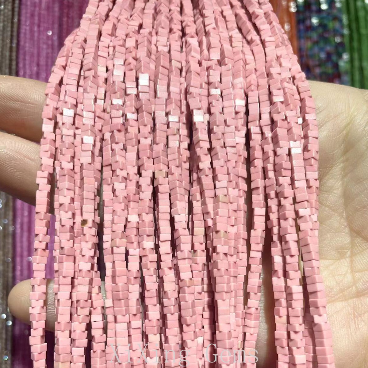 1x2mm Synthetic Pink Turquoise Flat Square Disc Spacer Beads for Jewelry Making