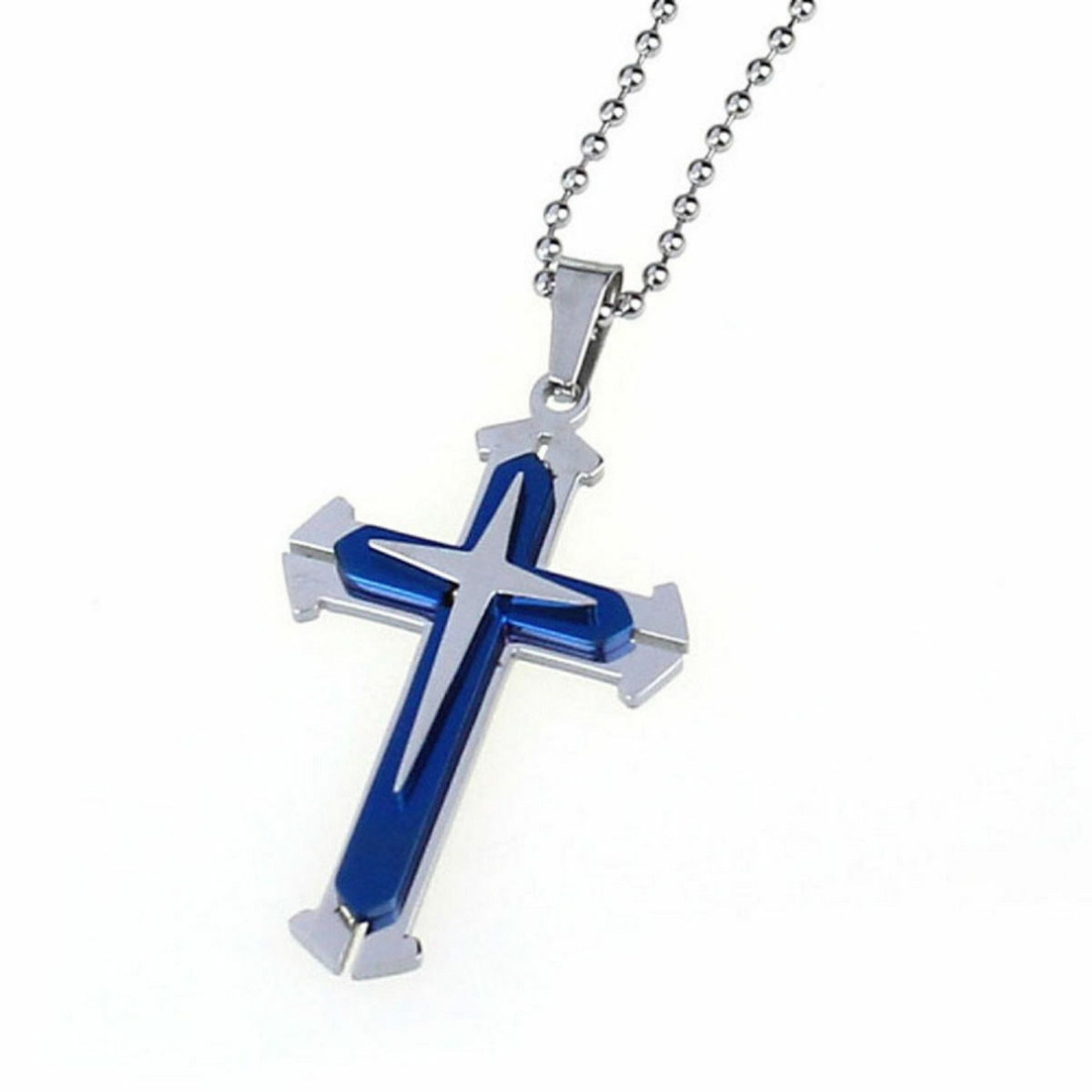 Cross Pendant Necklace Stainless Steel Crucifix Cuban Gold Black Men Unisex Gift