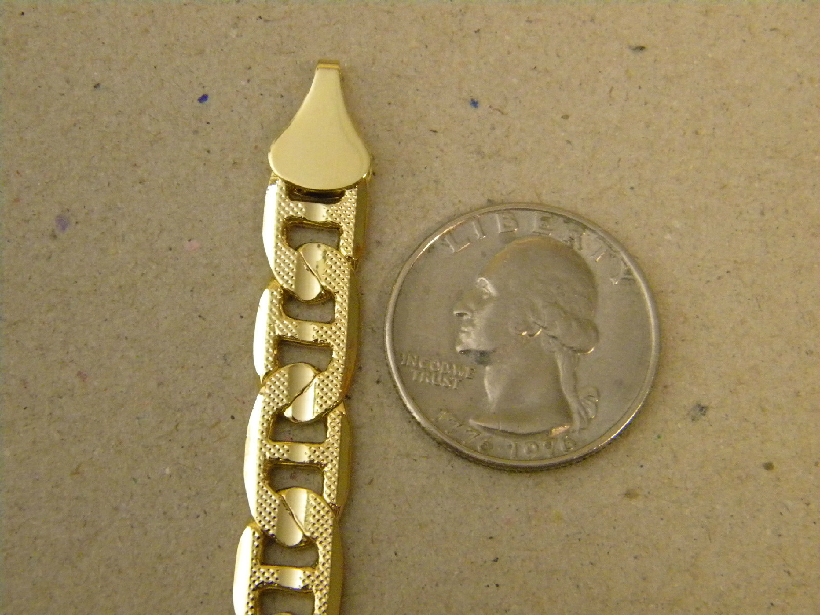 Men’s Lady’s 9in inch Concave Mariner Link Yellow Gold Plated Bracelet 10mm Wide