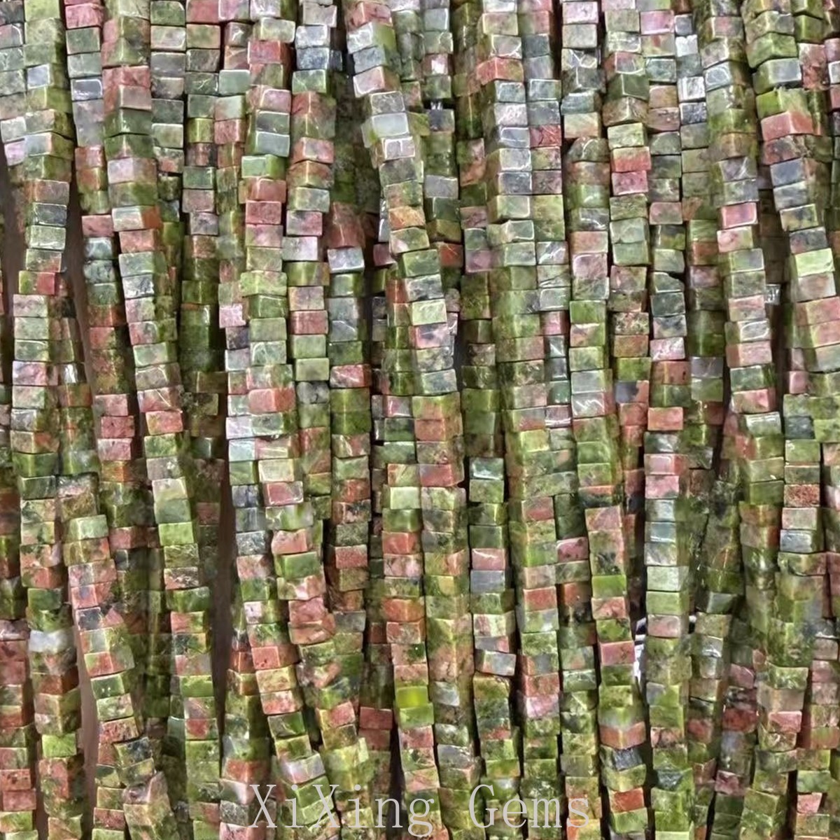 1x2mm Natural Unakite Flat Square Disc Spacer Beads for Jewelry Making DIY 15 IN