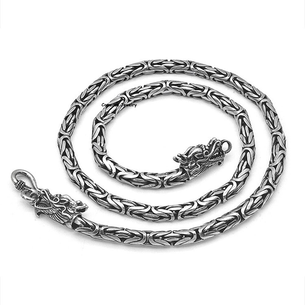 Pure S925 Sterling Silver Chain Men Women 4-7mm Byzantine Link Necklace 18-30in