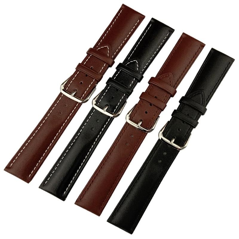 12 14 16 18 19 20 21 22 24mm With SS Pin Buckle Genuine Leather Watch Strap Band
