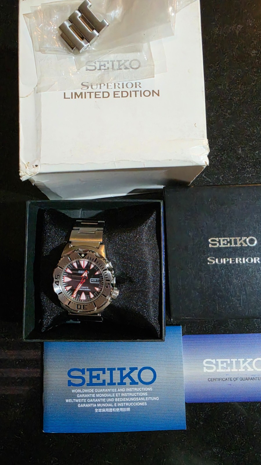 Very Good SEIKO Automatic SRP313 Watch Dracula Red Fang Gen 2 Diver’s 200m