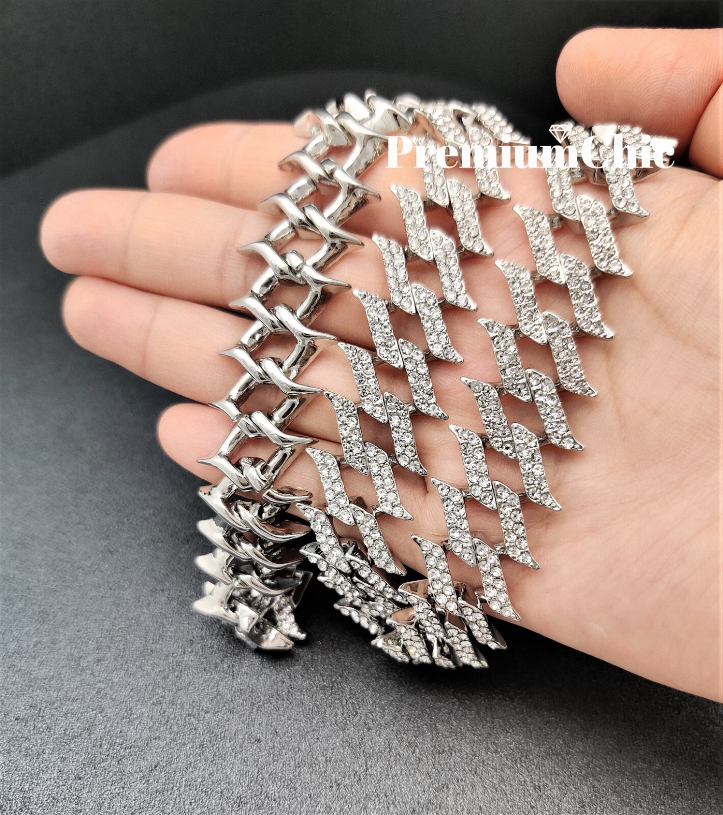 ICED Miami Cuban Link Chain Spike Choker Necklace Mens Plated CZ Hip Hop Jewelry
