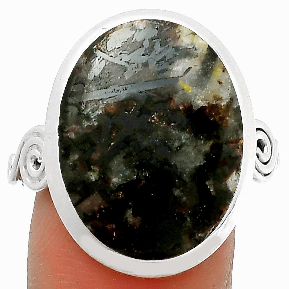 Natural Astrophyllite 925 Sterling Silver Ring s.8.5 Jewelry R-1062