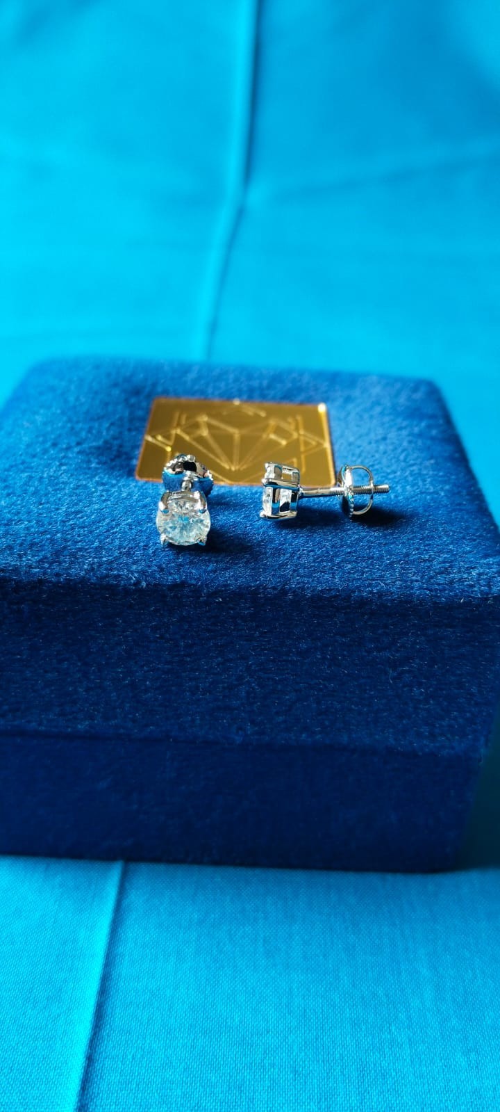 1.75 Ct Round Cut Diamond Stud Earrings 14K White Gold Natural Mined screwback