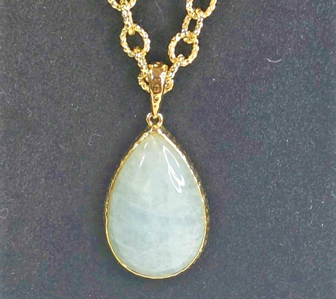 White Mother of Pearl Pendant With 14K Gold plated brass 18-20 inch Necklace
