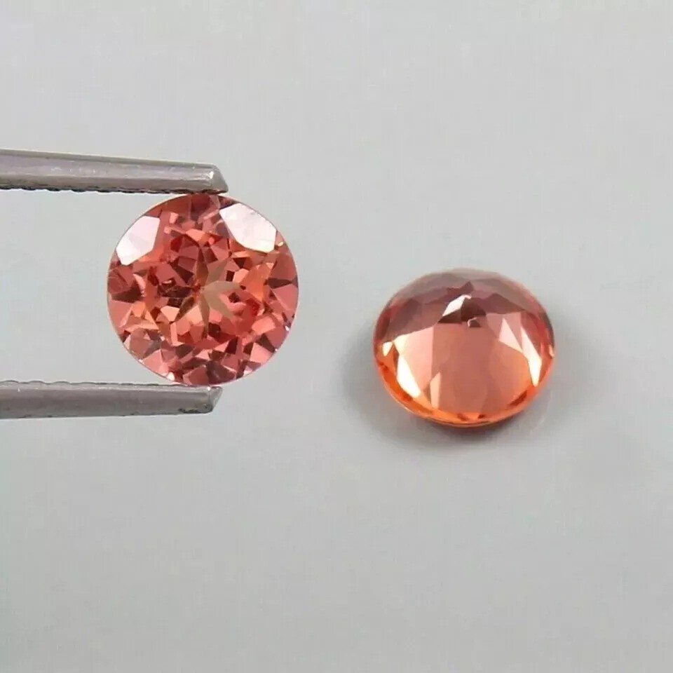 Natural Padparadscha Sapphire 8×8 mm Pair of Round Cut Gemstone Loose Certified
