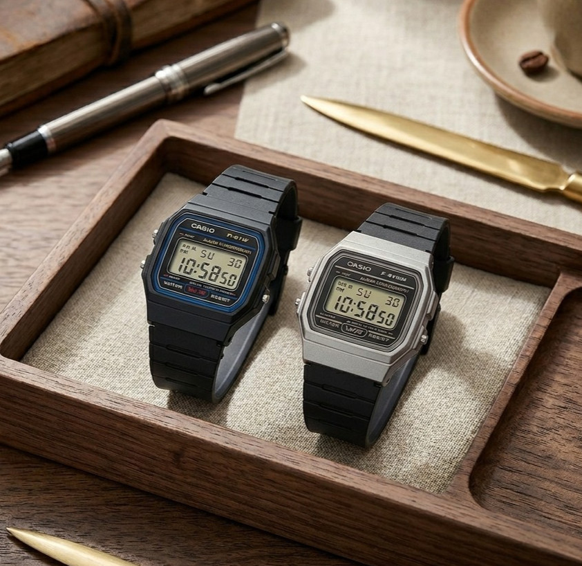 CASIO F-91W & F-91WM-1B Set of 2 – Classic Black & Metallic Silver Digital Watch